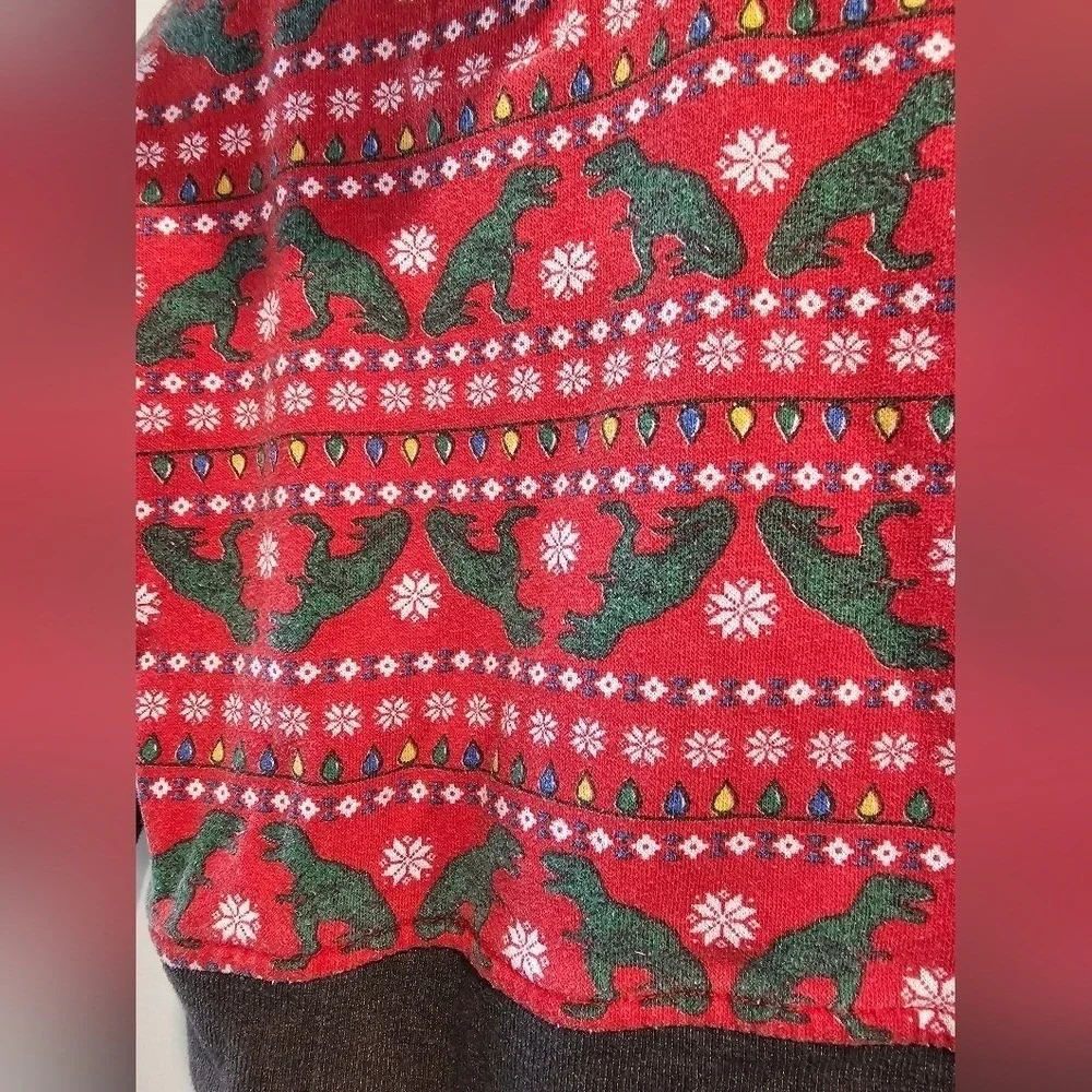 Kid's‎ sz2T Dinosaur Christmas Lights Snowflake Hoodie Pants Set Holiday